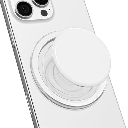 Svanove Magnetic Cell Phone Grip Compatible with Magsafe, Collapsible Phone Stand Holder Round Expanding Kickstand for iPhone Samsung Mobile Phones, Cute Soft Silicone Glossy Jelly, White - color: White, style: Magnetic