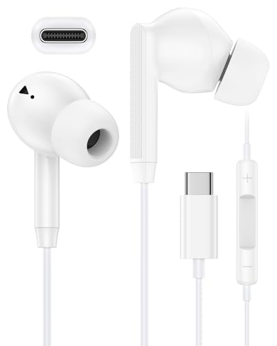 iPhone 18 Pro 17e 17 16 USB C Wired Headphones Mic Noise Cancelling Earbuds