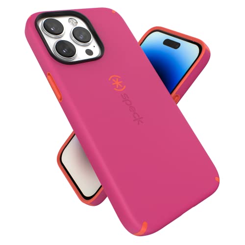Speck iPhone 14 Pro Max Case - Slim, Drop Protection, Scratch Resistant, Soft Touch, Dual Layer, Digital Pink/Energy Red CandyShell Pro - color: Digital Pink/Energy Red