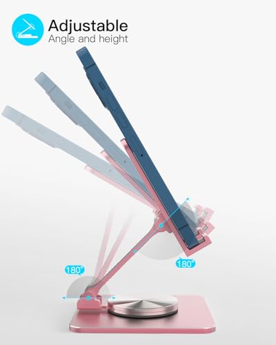 Adjustable Phone & Tablet Stand, Fits 4–9.7in Devices, Pink - color: Pink