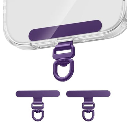 saxsion Phone Tether Tab & Lanyard Tab, 360° Swivel Clip - Ultra Thin Stainless Steel Universal Patch for All Phone Cases - color: Dark Purple*2
