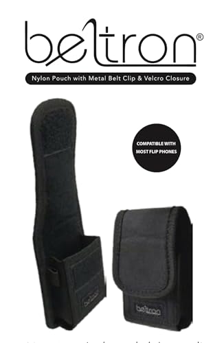 BELTRON Vertical Nylon Case for CAT S22 Flip Phone/Sonim XP3 Plus XP3900/XP3Plus 5G X320/Siyata SD7, Features: Heavy Duty Belt Loop, Metal Belt Clip & Secure Velcro Closure - color: Black Nylon
