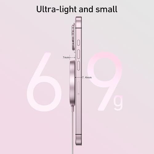BENFEI Magnetic Wireless Charger Compatible with MagSafe for iPhone 17/16/15/14/13/12, Aluminum, up to 7.5W, 1.5m Cable - color: Pink