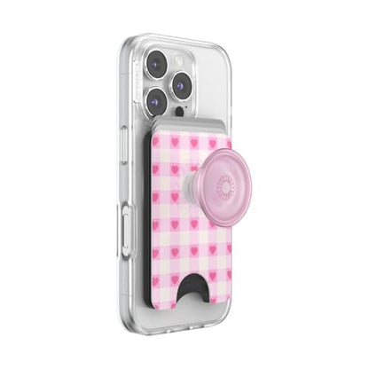 PopSockets Phone Wallet for MagSafe with Grip- Blush Gingham - color: Blush Gingham, style: MagSafe
