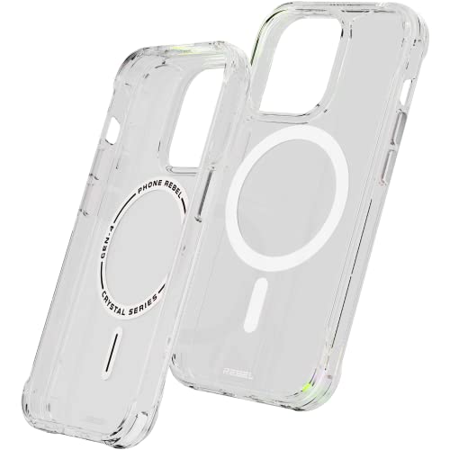 REBEL Clear Case for iPhone 14 Pro [Crystal Series Gen-4] Strong MagSafe Compatible, Anti-Scratch, Non-Yellowing, Protective Shockproof Bumpers, Metal Buttons, 6.1 Inch Phone 2023 (Crystal Clear) - color: Crystal Clear, size: iPhone 14 Pro