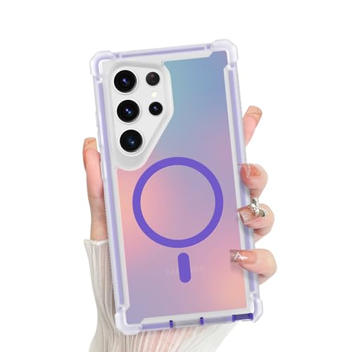 Bonoma for Samsung Galaxy S23 Ultra Case Iridescent Crystal Corner -Purple | Back Magnetic Support for MagSafe Shockproof Cover, and High-Duty Protection for Girls Women - color: Iridescent-Purple, size: Samsung Galaxy S23 Ultra
