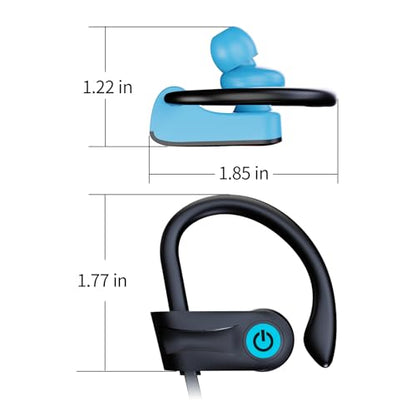 Boean Bluetooth Headphones, Bluetooth 5.3 Wireless Headphones with 16 Hours Playtime, Stereo Bass IPX7 Waterproof Over Ear Earphones AI Music Generation for Workout and Sports Running - color: Blue