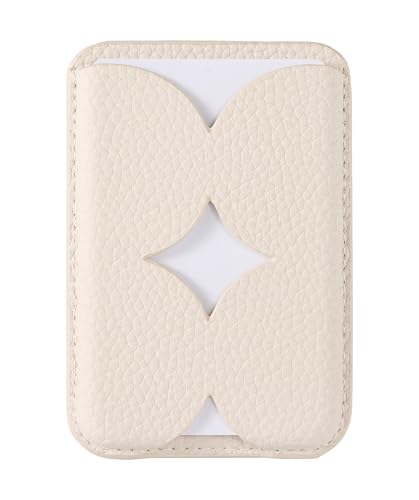 Luner - Leather Magnetic Card Wallet Compatible with Magsafe - for iPhone 17, 16, 15, 14, 13, 12 series - Holds 2 cards - Made of Vegan Leather - Cream - color: Cream, style: Classic