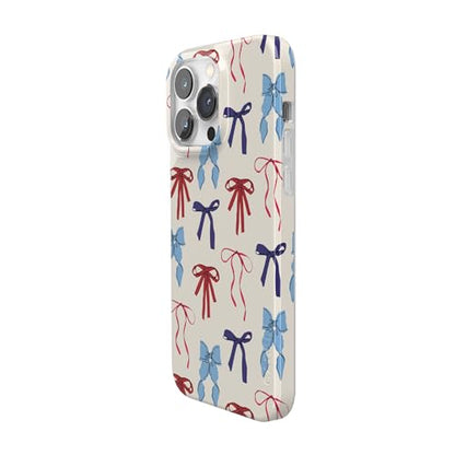 Casely iPhone 14 Pro Case | American Girlie | Red White & Blue Bows | Compatible with MagSafe | Classic Ultra Thin Design - color: American Girlie | Red White & Blue Bows, size: Iphone 14 Pro
