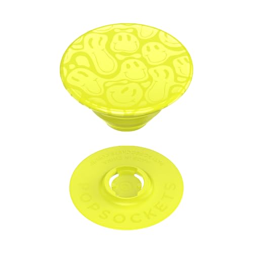 PopSockets Adhesive Phone Grip, Holder- Neon Jolt Smiley - color: Yellow Smiley, style: Adhesive