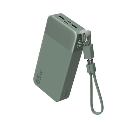 NOBIS Portable Charger 20000mAh 65W Power Bank w/Detachable Cable - color: Green