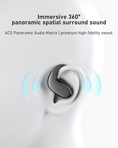 Open Ear Headphones Bluetooth 5.4, 62H Playtime, Air Conduction Wireless Earbuds with Ergonomic Earhooks, ENC Mic,IPX5,Physical Buttons, Comfort-Fit for Running, Cycling, Workouts - color: Black