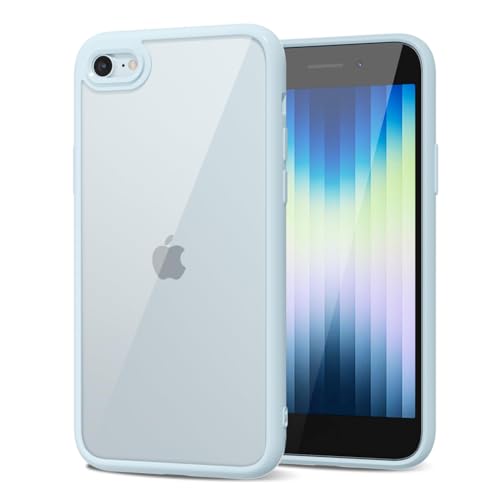 LoeoeL for iPhone SE 2022/2020/ 7/8 Case Clear, Transparent Hybrid SE Phone Case [Hard Plastic & Soft Silicone Bumper] Acrylic Non Yellowing Thin Slim Protective Cover, Light Blue - color: Light Blue, size: SE / 7 / 8