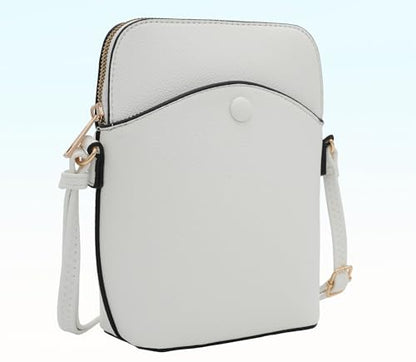 Small Crossbody Bag with Gold Hardware, Mini Shoulder Purse with Adjustable Strap - color: White