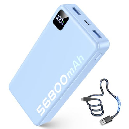 Portable Charger 56800mAh, 22.5W Fast Charging Power Bank with LED Display - color: SkyBlue