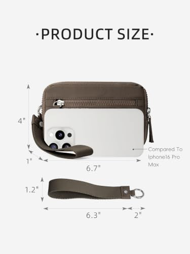 WESTBRONCO Wristlet Wallets for Women – RFID Blocking Quilted Nylon Phone Wallet, Card Holder Purse for Travel & Everyday Use - color: Coffee