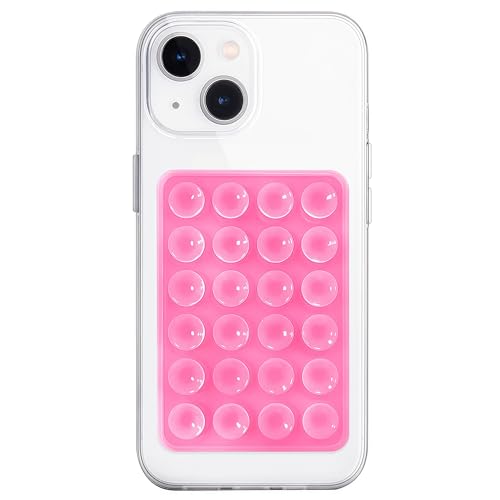 Anteel Silicone Suction Phone Case Mount, Non Slip Sticky Phone Grip for Cellphone, Silicon Adhesive Suction Cup Phone Mount, Strong Grip Holder for Selfies and Videos (Pink) - color: Pink