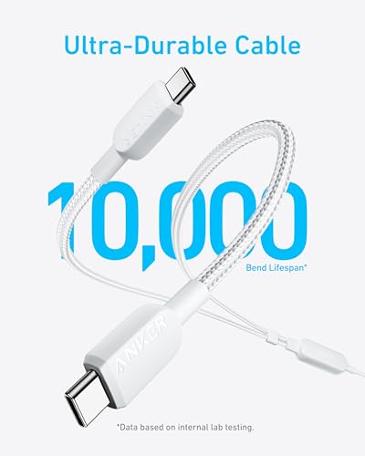 Anker 2-in-1 USB C to USB C Cable, 140W Max (1-Pack, 6 ft, White) - color: White, size: 6FT
