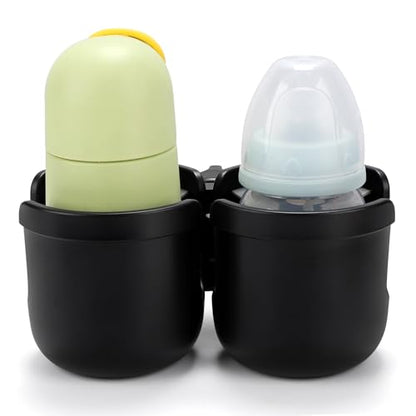 Accmor Stroller Cup Holder, Drinks Holder Bike Walker Wheelchair - color: All Black-Double Holder