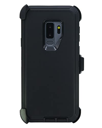 Case for Galaxy S9 Plus (6.2") Heavy Duty Full Body Military Grade Drop Protection Carrying Cover Holder | Holster for Men Belt with Clip Stand – Black/Black - color: Black / Black
