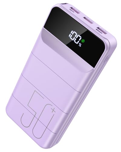 LOOPEAK Power Bank 50000mAh, 22.5W Fast Charging Portable Charger - color: Purple