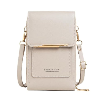 Women's Touch Screen Mobile Phone Messenger Bag, 2026 Anti Touchscreen Crossbody Phone Purse for Women,Anti-Theft Leather Bag - color: Grey