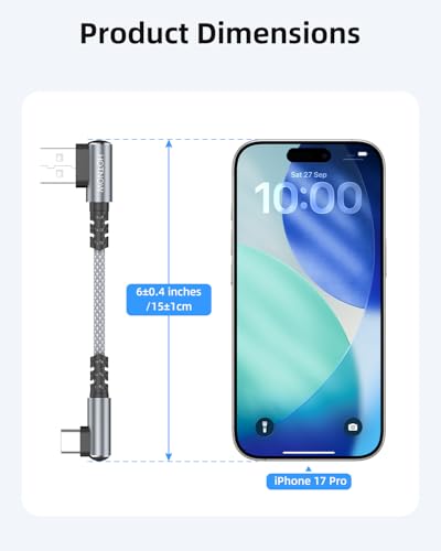 Short Right Angle USB C Cable 0.5FT 3Pack, USB to USB C Cable 90 Degree - color: Grey+White, size: 0.5FT