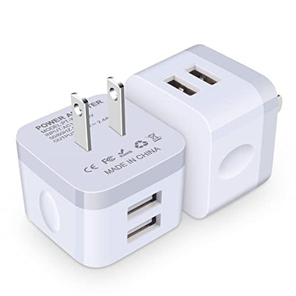 USB Wall Charger, Charging Cube,2Pack Flat USB Charger Block Charging Block Fast Charging Box Right Angle Plug Adapter for iPad Pro,iPad Air,iPad mini,iPhone 17 16 15 14 13 12 11,Samsung,Pixel 10 9 8 - color: Off-white
