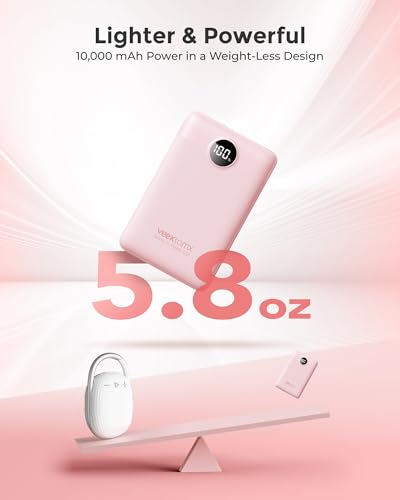 Portable Charger 10000mAh, Ultra Slim Power Bank Fast Charging (Pink) - color: pink