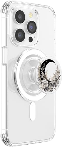 Crescent Moon And Flowers Floral Moon PopSockets PopGrip for MagSafe - style: Magnetic PopGrip