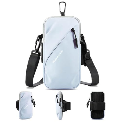 Prime Comfort Cell Phone Carrier - Arm Band, Cross Body Bag, Holster for Men Women - Cell Phone Holder for Running Walking - Light Blue - color: Light Blue
