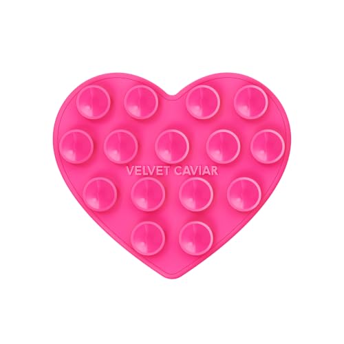 Velvet Caviar Suction Cup Phone Case Mount Compatible with MagSafe Devices Only - Magnetic Silicone Sticky Phone Grip Holder for iPhone Back of Phone - Mirror Gripper (Hot Pink Heart) - color: Hot Pink Heart