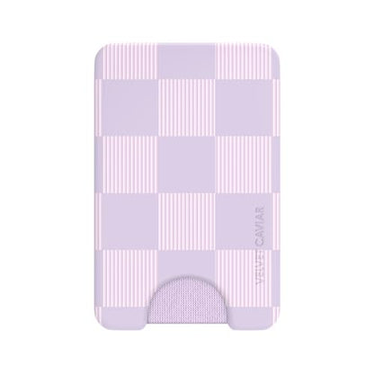 VELVET CAVIAR compatible with MagSafe Wallet - Magnetic Card Holder - color: Lilac Checkered