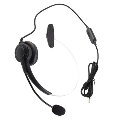 Wired Trucker Headset with Noise Cancelling Microphone, Mono Headset for Call Center and Customer Service, 3.5mm Wired Telephone Headset with Volume Control for Cellphone