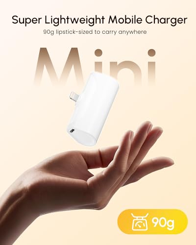Handy White Portable Charger for Lightning, 4800mah Power Bank Compatible with iPhone 14 Pro, Compact Mobile Battery Pack Charger for iPhone 12/14plus/13/XS/XR/SE/6S/7/8/11 Series - color: White
