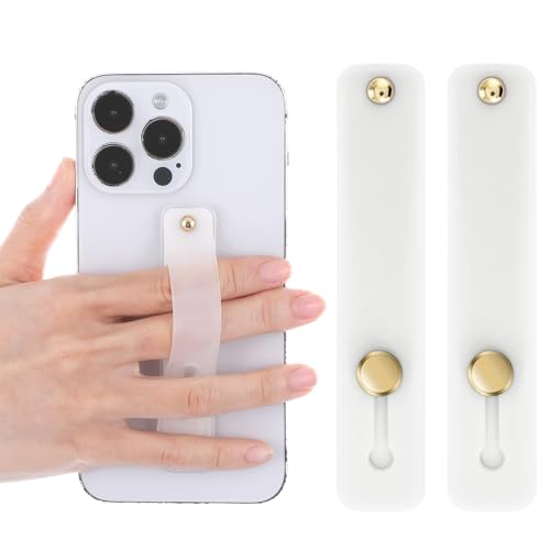 WLLHYF 2Pcs Phone Loop Holder, Silicone Phone Grip Strap Stand Universal Portable Finger Kickstand for Most Smartphones (2pcs-White) - color: White