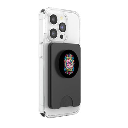 Alice in Wonderland - We're All Mad Here Psychedelic Pattern PopSockets PopWallet for MagSafe - style: Magnetic PopWallet