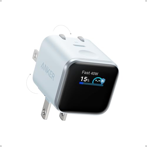 Anker Nano Smart Display Charger, 45W Max Fast Charger USB C for iPhone 17 - color: Blue