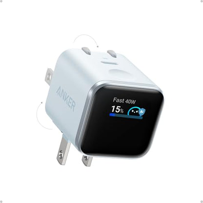 Anker Nano Smart Display Charger, 45W Max Fast Charger USB C for iPhone 17 - color: Blue