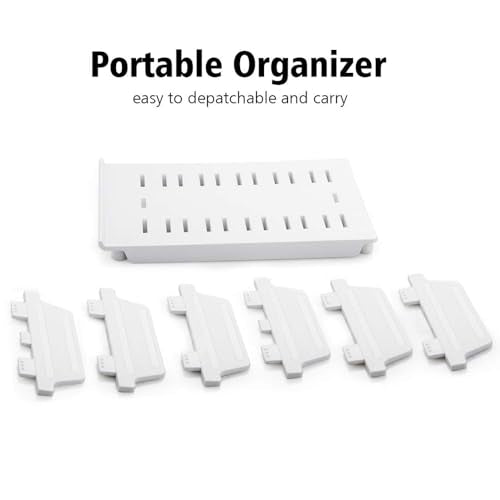 iCV Adjustable Universal Multi Device Organizer Dock Stand Holder, Compatible for iPhone, Samsung Galaxy, Google Nexus, Pixel, All Android Phone-No Charging Port (White) - color: White