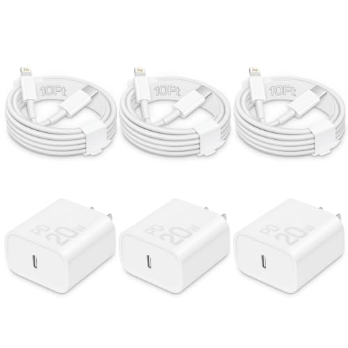 CXX 20W Fast Charger for iPhone 14/13/12 [3-Pack, MFi Certified] - color: White, size: 10FT