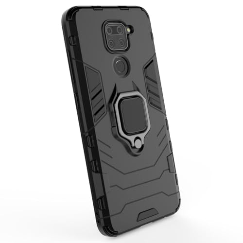 Max Power Digital Magnet Case for Xiaomi Redmi Note 9 Shockproof Hard Phone Cover with Grip, Metal Ring Kickstand Bumper Shell [Compatible with Magnetic Car Mount] (Black) - color: Black, size: Xiaomi Redmi Note 9