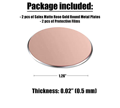 SALEX Replacement Rose Gold Metal Plates Set for Magnetic Car Phone Holders, Wall & Air Vent Mounts, Cases, Magnets. Kit of 2 Cute Pink Round Iron Discs Without Holes. 3M Adhesive Backing. 2 Pack. - color: Rose Gold / 2 Pack