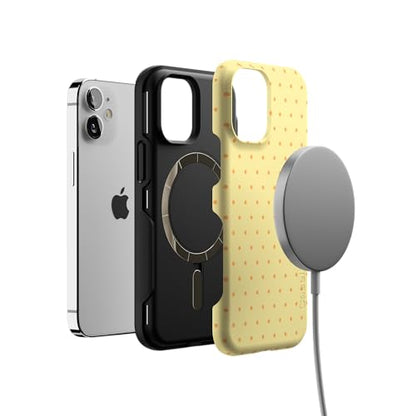 Casely iPhone 12 Mini Case | On the Dot | Yellow Polka Dot | Bold Protective Design | Compatible with MagSafe - color: On the Dot | Yellow Polka Dot, size: Iphone 12 Mini