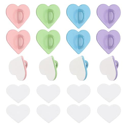 MECCANIXITY 12 Pcs Heart Phone Charm Hook, Adhesive Cell Phone Charm Holder Metal Finger Grip Loop for DIY Case Pad Tablet, Light Pink/Light Purple/Sky Blue/Fruit Green - color: Light Pink/Light Purple/Sky Blue/Fruit Green