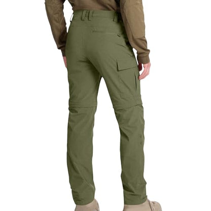 Mens Cargo Pants Convertible Zip-Off Waterproof Work Pants Lightweight with Multi Pockets Stretch Tactical Hiking Pant - color: 13#army Green, size: Small