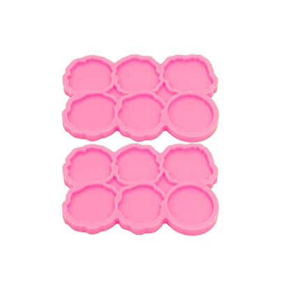 2PC 1.7in Phone Grip Resin Irregular Circle Molds on Top Phone Socket Silicone Mold for Epoxy Casting DIY Crafts Making(YMDY1627+DY1627) - color: YMDY1627+DY1627