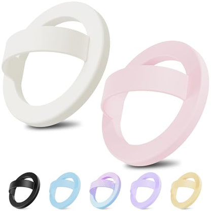(2 Pack) Magnetic Finger Loop Grip for Magsafe, White & Light Pink - color: White & Light Pink
