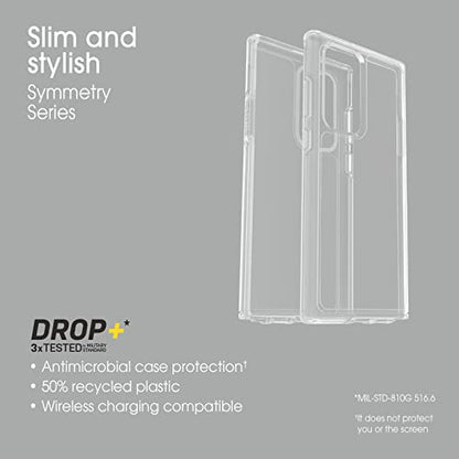 OtterBox Galaxy S22 Ultra Symmetry Series Case - Stardust (Silver Flake), Ultra-Sleek, Wireless Charging Compatible, Raised Edges Protect Camera & Screen - color: Stardust