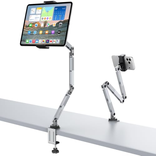 ORICO Tablet Stand, 3-Section Aluminum arm, 4-axis Adjustment, RA1, Silver - color: Silver